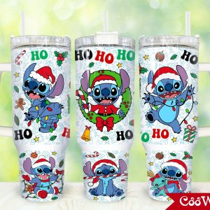 Christmas Stitch Cartoon Custom Stanley Quencher 40Oz Stainless Steel Tumbler With Handle