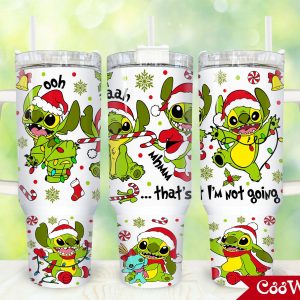 Christmas Stitch Disney Cartoon Custom Stanley Quencher 40Oz Stainless Steel Tumbler With Handle