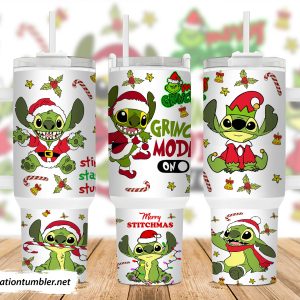 Christmas Stitch Disney Cartoon Custom Stanley Quencher 40Oz Stainless Steel Tumbler With Handle