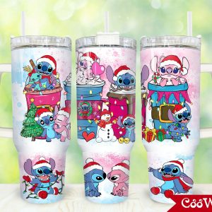 Christmas Stitch Disney Cartoon Custom Stanley Quencher 40Oz Stainless Steel Tumbler With Handle