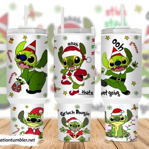 Christmas Stitch Disney Cartoon Custom Stanley Quencher 40Oz Stainless Steel Tumbler With Handle