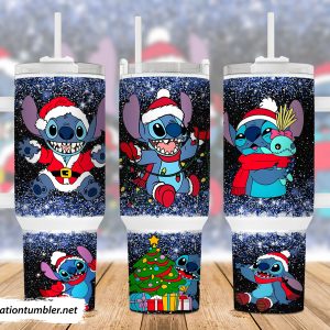 Christmas Stitch Disney Cartoon Custom Stanley Quencher 40Oz Stainless Steel Tumbler With Handle