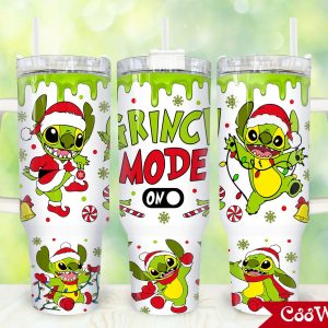 Christmas Stitch Disney Cartoon Custom Stanley Quencher 40Oz Stainless Steel Tumbler With Handle