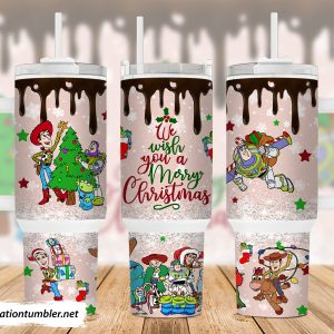Christmas Toy Story Cartoon Custom Stanley Quencher 40Oz Stainless Steel Tumbler With Handle