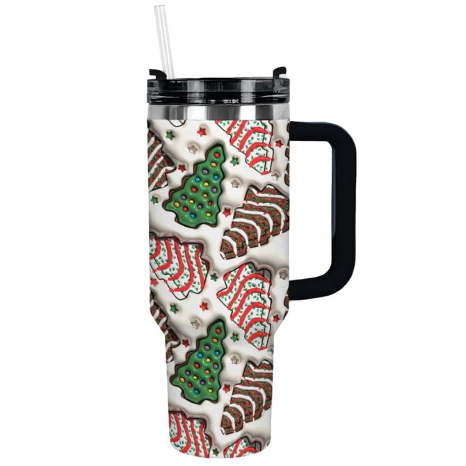 Christmas Tree Cakes Custom Stanley Quencher 40Oz Stainless Steel Tumbler With Handle