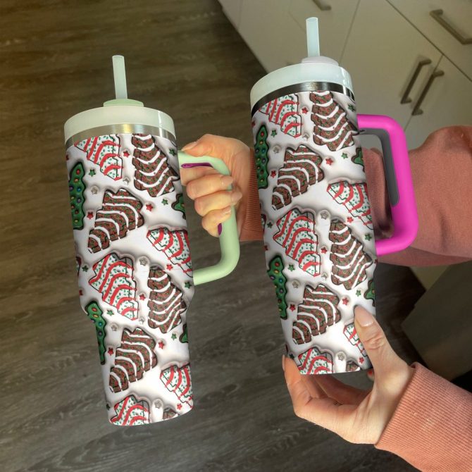 Christmas Tree Cakes Custom Stanley Quencher 40Oz Stainless Steel Tumbler With Handle - Image 2