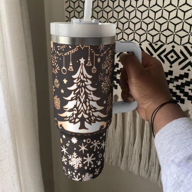 Christmas Tree Custom Stanley Quencher 40Oz Stainless Steel Tumbler With Handle - Image 3