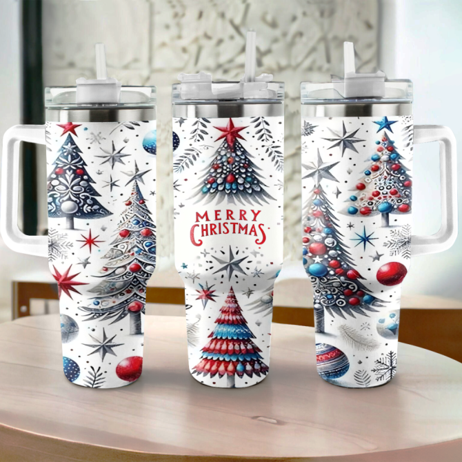 Christmas Tree Magic Custom Stanley Quencher 40Oz Stainless Steel Tumbler With Handle - Image 2