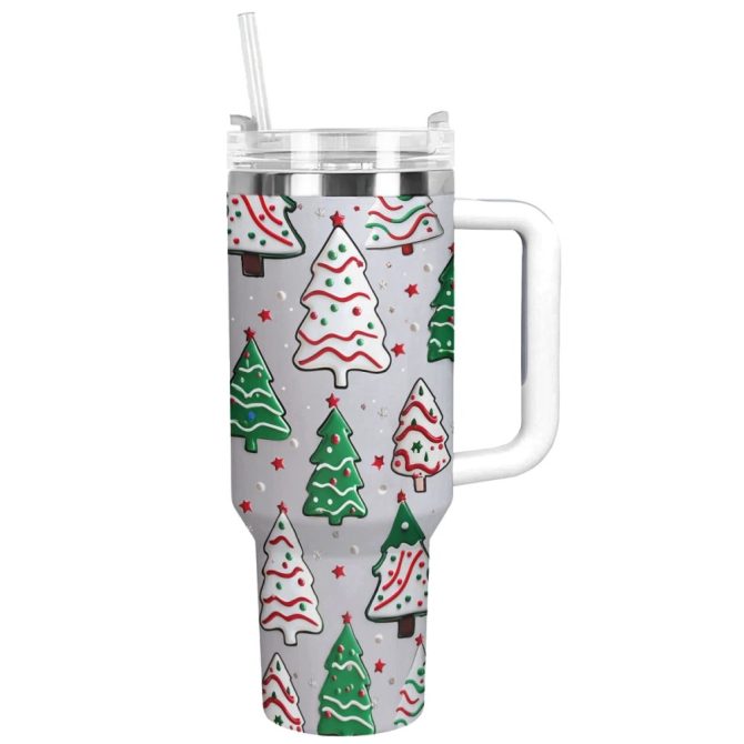 Christmas Tree Sparkle Custom Stanley Quencher 40Oz Stainless Steel Tumbler With Handle