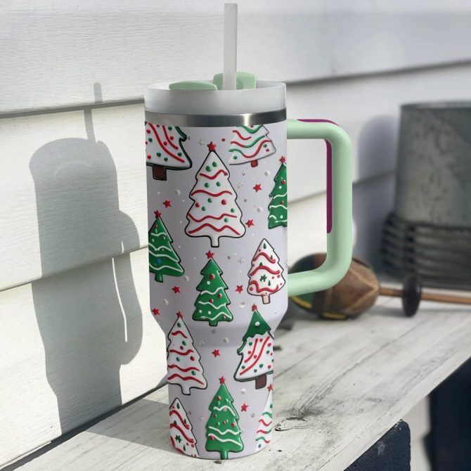 Christmas Tree Sparkle Custom Stanley Quencher 40Oz Stainless Steel Tumbler With Handle - Image 3