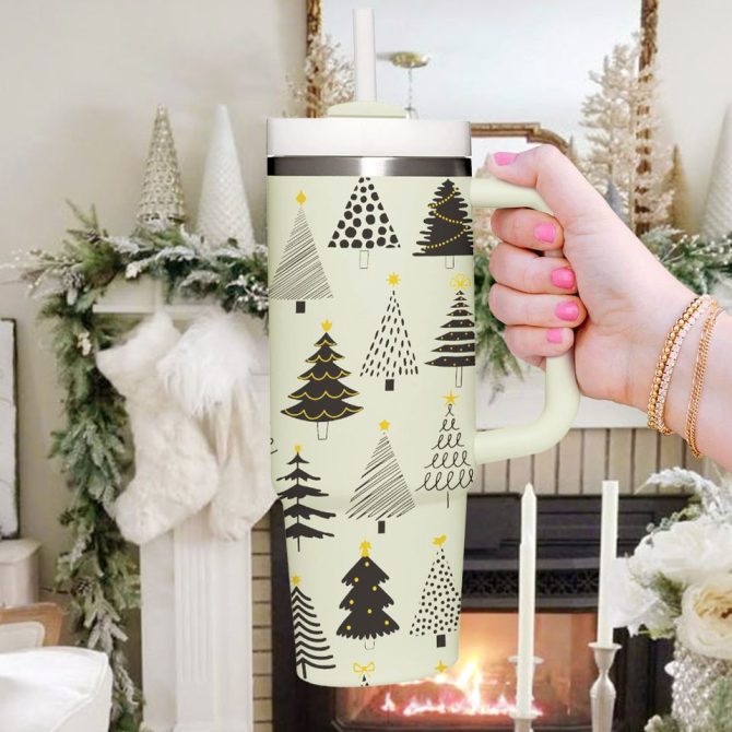 Christmas Trees Custom Stanley Quencher 40Oz Stainless Steel Tumbler