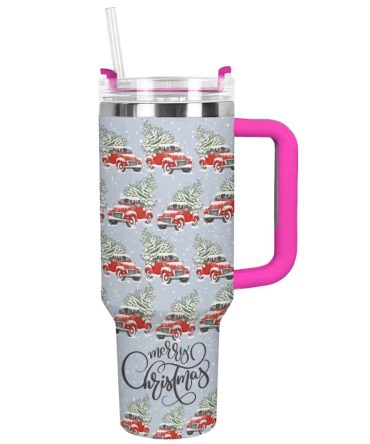Christmas Truck Custom Stanley Quencher 40Oz Stainless Steel Tumbler With Handle