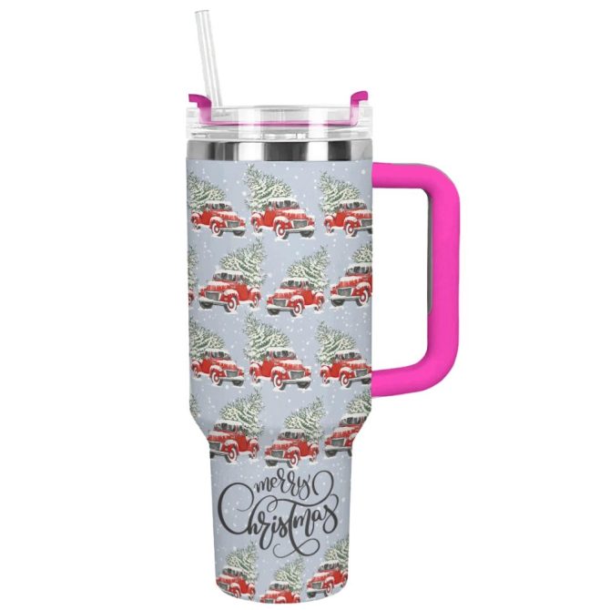 Christmas Truck Custom Stanley Quencher 40Oz Stainless Steel Tumbler With Handle
