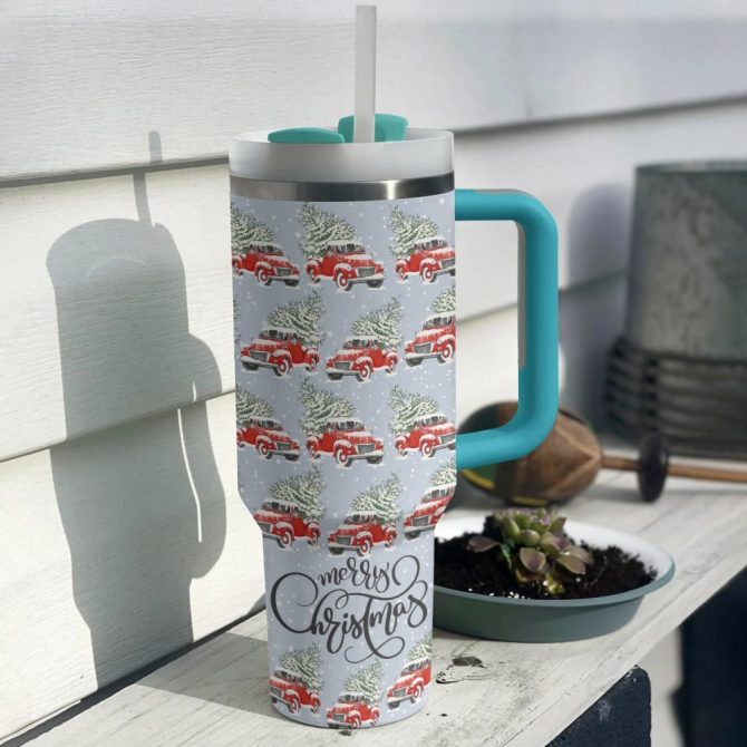 Christmas Truck Custom Stanley Quencher 40Oz Stainless Steel Tumbler With Handle - Image 2