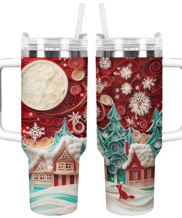 Christmas Village Custom Stanley Quencher 40Oz Stainless Steel Tumbler With Handle
