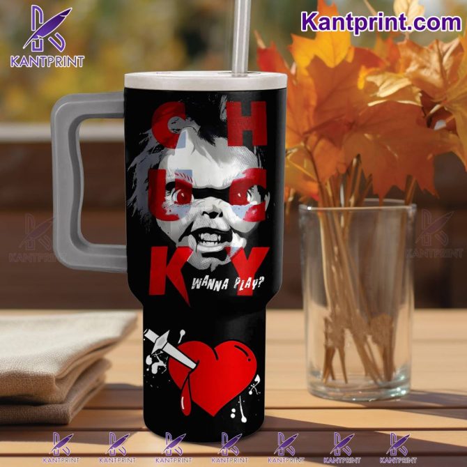 Chucky Friends Movies Custom Stanley Quencher 40Oz Stainless Steel Tumbler With Handle - Image 3
