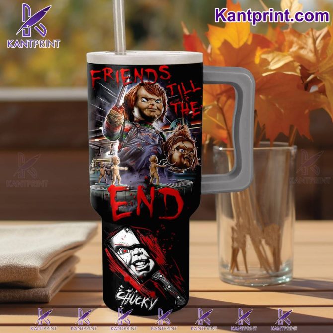 Chucky Friends Movies Custom Stanley Quencher 40Oz Stainless Steel Tumbler With Handle - Image 2