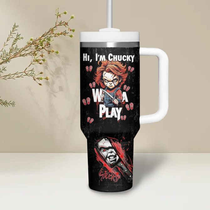 Chucky Movies Custom Stanley Quencher 40Oz Stainless Steel Tumbler - Image 2
