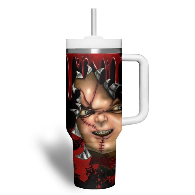 Chucky Movies Custom Stanley Quencher 40Oz Stainless Steel Tumbler - Image 3