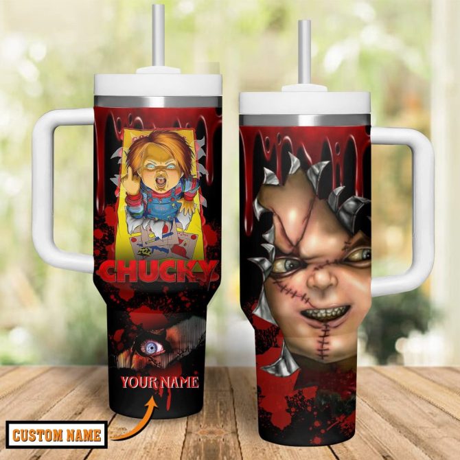 Chucky Movies Custom Stanley Quencher 40Oz Stainless Steel Tumbler