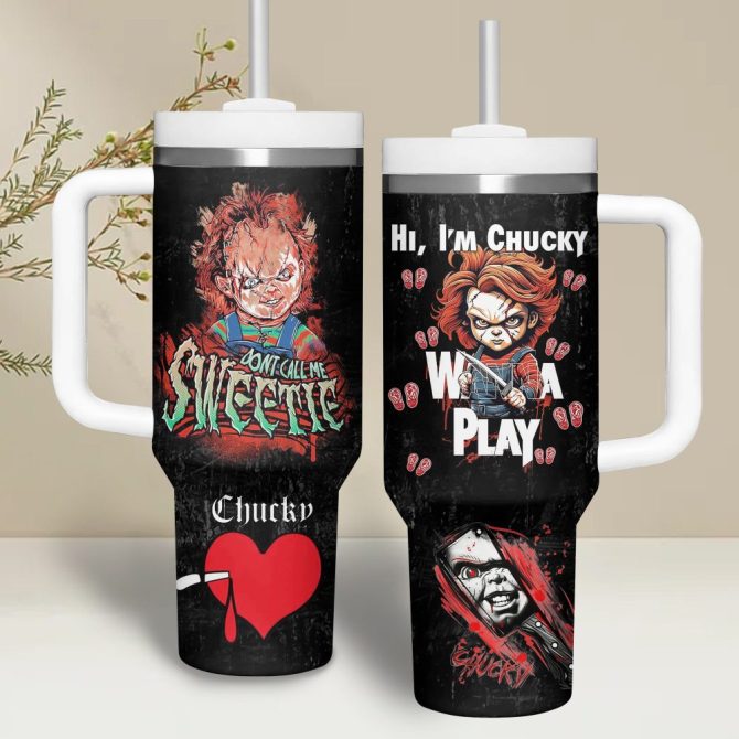 Chucky Movies Custom Stanley Quencher 40Oz Stainless Steel Tumbler