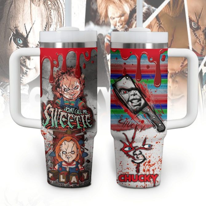 Chucky Movies Custom Stanley Quencher 40Oz Stainless Steel Tumbler With Handle