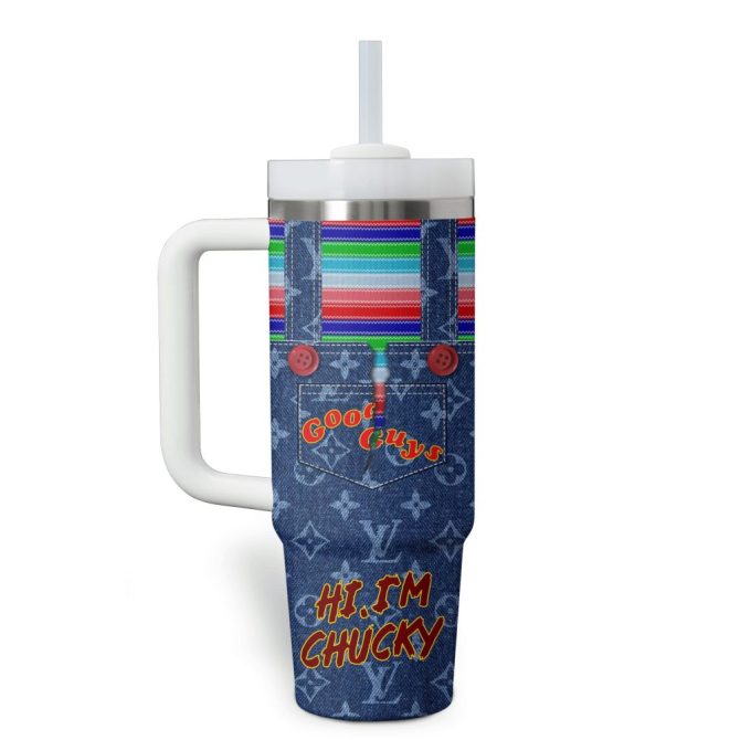 Chucky Movies Custom Stanley Quencher 40Oz Stainless Steel Tumbler With Handle - Image 2