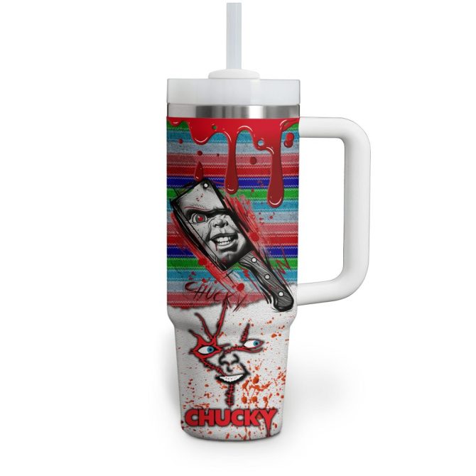 Chucky Movies Custom Stanley Quencher 40Oz Stainless Steel Tumbler With Handle - Image 2