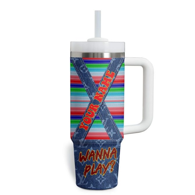 Chucky Movies Custom Stanley Quencher 40Oz Stainless Steel Tumbler With Handle - Image 3