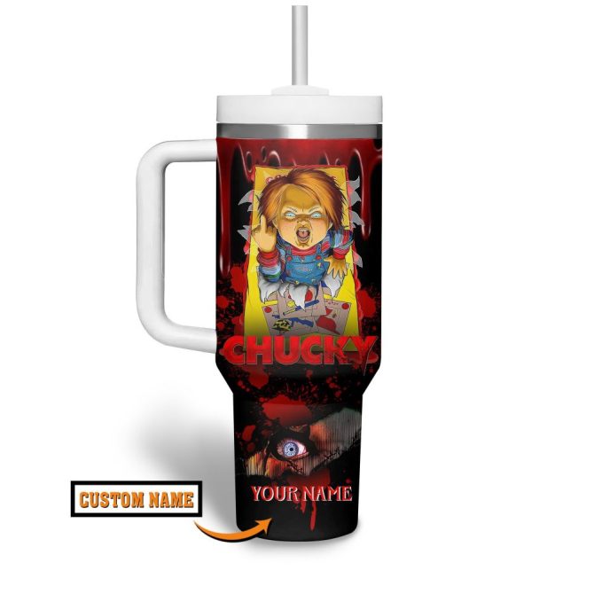 Chucky Movies Custom Stanley Quencher 40Oz Stainless Steel Tumbler - Image 2