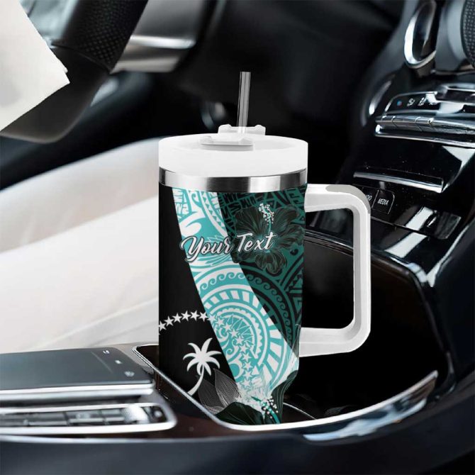 Chuuk Constitution Day Hibiscus Turquoise Custom Stanley Quencher 40Oz Stainless Steel Tumbler With Handle - Image 8