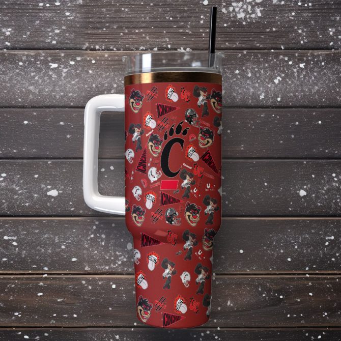 Cincinnati Bearcats Ncaa Sports Custom Stanley Quencher 40Oz Stainless Steel Tumbler With Handle - Image 2