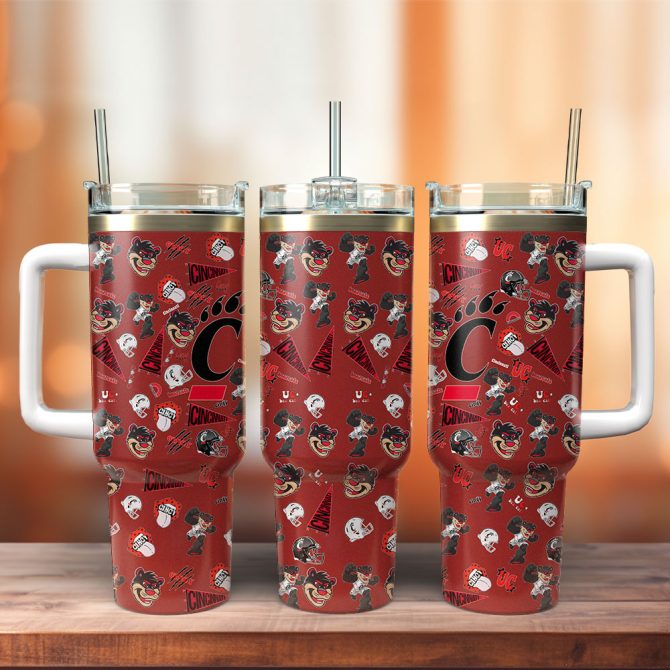 Cincinnati Bearcats Ncaa Sports Custom Stanley Quencher 40Oz Stainless Steel Tumbler With Handle