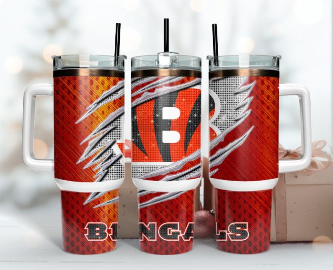 Cincinnati Bengals Nfl Custom Stanley Quencher 40Oz Stainless Steel Tumbler With Handle