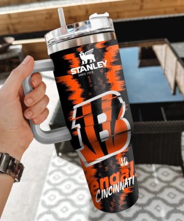 Cincinnati Bengals Nfl Custom Stanley Quencher 40Oz Stainless Steel Tumbler With Handle