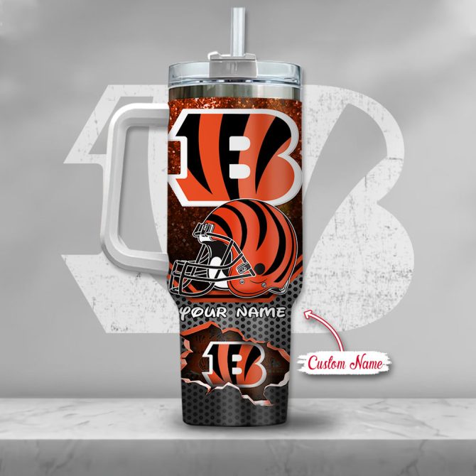 Cincinnati Bengals Nfl Custom Stanley Quencher 40Oz Stainless Steel Tumbler With Handle - Image 3