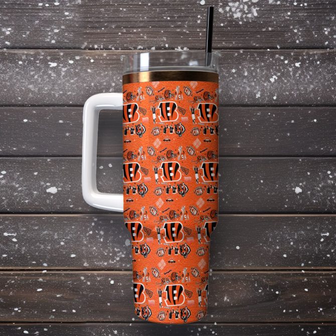 Cincinnati Bengals Nfl Custom Stanley Quencher 40Oz Stainless Steel Tumbler With Handle - Image 2