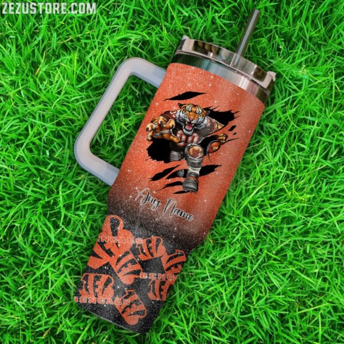 Cincinnati Bengals Nfl Custom Stanley Quencher 40Oz Stainless Steel Tumbler With Handle - Image 3