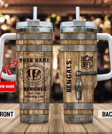 Cincinnati Bengals Nfl Custom Stanley Quencher 40Oz Stainless Steel Tumbler With Handle
