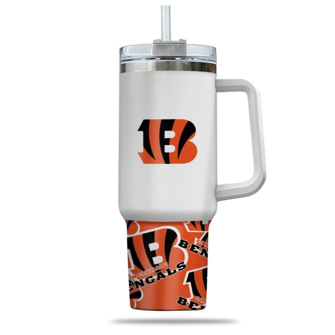 Cincinnati Bengals Nfl Custom Stanley Quencher 40Oz Stainless Steel Tumbler With Handle - Image 2
