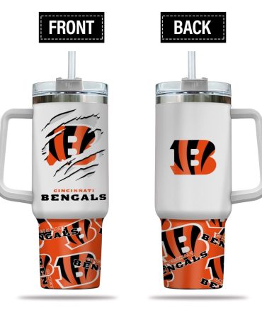 Cincinnati Bengals Nfl Custom Stanley Quencher 40Oz Stainless Steel Tumbler With Handle