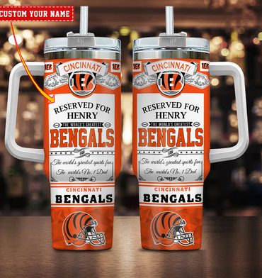 Cincinnati Bengals Nfl Custom Stanley Quencher 40Oz Stainless Steel Tumbler With Handle