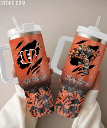 Cincinnati Bengals Nfl Custom Stanley Quencher 40Oz Stainless Steel Tumbler With Handle