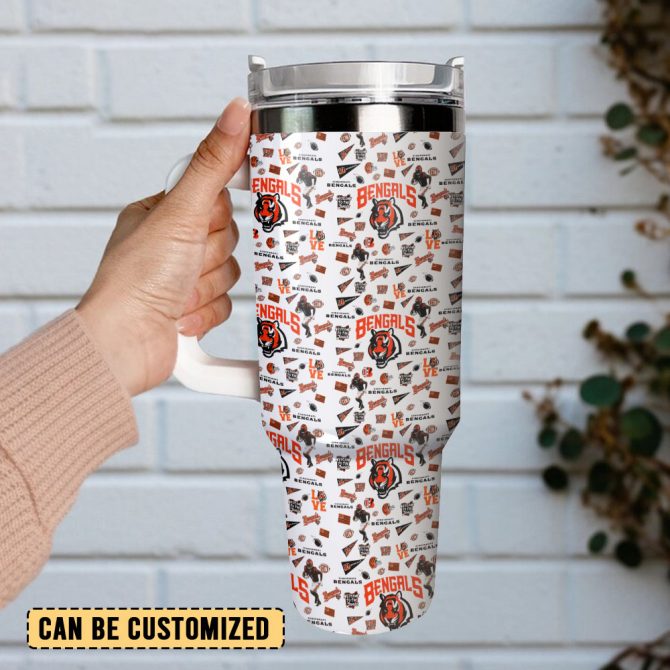 Cincinnati Bengals Nfl Custom Stanley Quencher 40Oz Stainless Steel Tumbler With Handle - Image 3