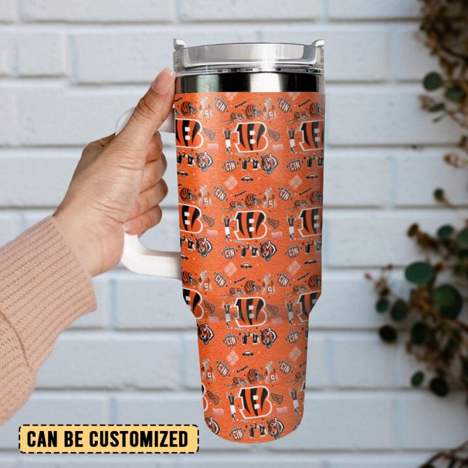 Cincinnati Bengals Nfl Custom Stanley Quencher 40Oz Stainless Steel Tumbler With Handle - Image 3
