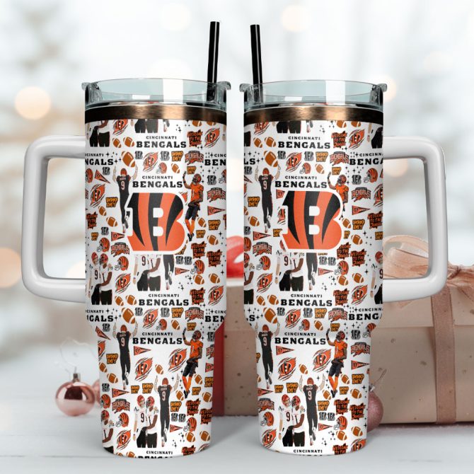 Cincinnati Bengals Nfl Custom Stanley Quencher 40Oz Stainless Steel Tumbler With Handle - Image 4