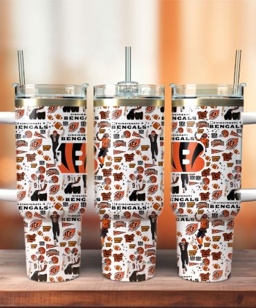 Cincinnati Bengals Nfl Custom Stanley Quencher 40Oz Stainless Steel Tumbler With Handle