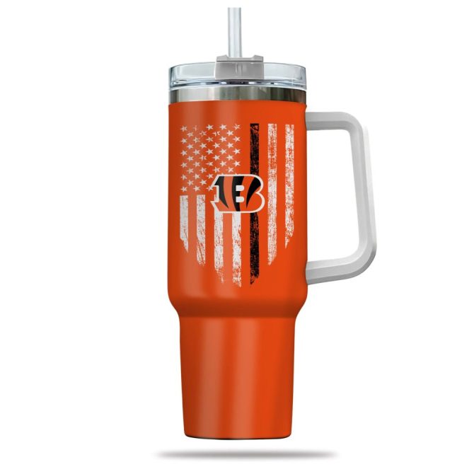 Cincinnati Bengals Nfl Custom Stanley Quencher 40Oz Stainless Steel Tumbler With Handle - Image 2