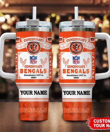 Cincinnati Bengals Nfl Custom Stanley Quencher 40Oz Stainless Steel Tumbler With Handle