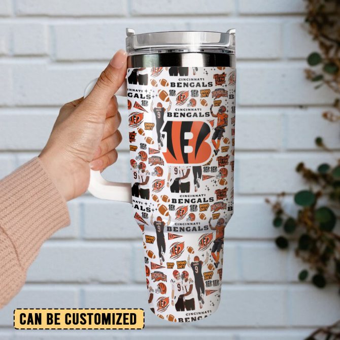 Cincinnati Bengals Nfl Custom Stanley Quencher 40Oz Stainless Steel Tumbler With Handle - Image 3